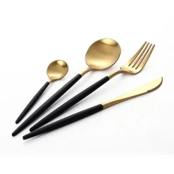 Altin 6 Piece Flatware Set - Black and Gold