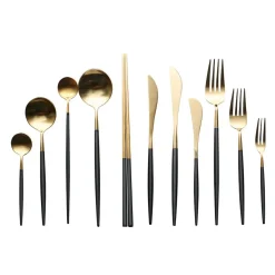 Altin 6 Piece Flatware Set - Black and Gold