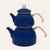 Blue Enamel Double Tea Pot