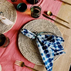 Blue Indigo Tie-Dye Cotton Dinner Napkins - Set of 4