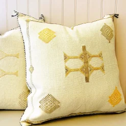 Cactus Silk Pillow - Beige and Yellow