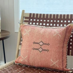 Cactus Silk Pillow - Warm Red and Brown