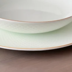 Camille Bone China Dinnerware Set - White/Pistachio