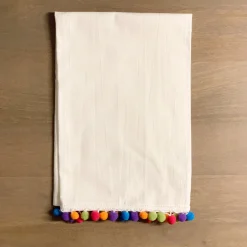 Colorful Pom Pom Tea Towel