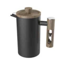 French Press with Timer - Stainless Steel - Black