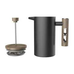 French Press with Timer - Stainless Steel - Black