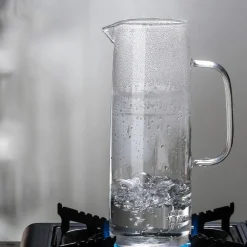 Hand Blown Glass & Bamboo Pitcher & Cups