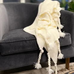 Ivory Knit Throw Blanket