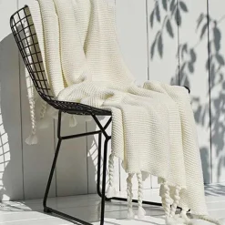 Ivory Knit Throw Blanket