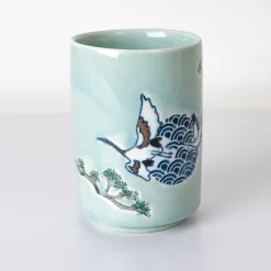 Japanese Crane Yunomi Style Tea Cup