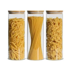 Large Bamboo and Glass Storage Canister
