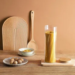 Large Bamboo and Glass Storage Canister