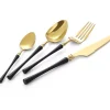 Laurel Flatware Set - Black and Gold