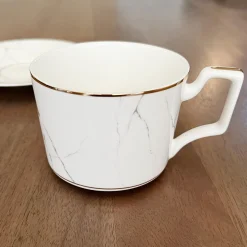 Marble Coffee Cups and Saucers - Set of 4