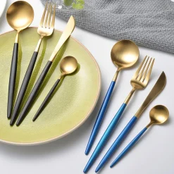 Mavi 4-piece Flatware Set - Blue & Gold
