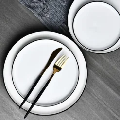 Milo Black Rim 8” Plates - Set of 4