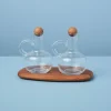 Oil & Vinegar Cruet Set with Acacia Tray