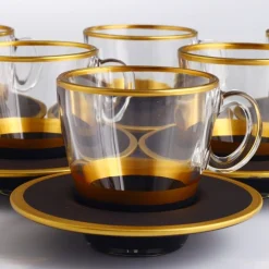 Organic Dyed Black and Gold Coffee Set