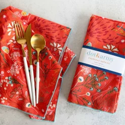 Papaya Peacock Cocktail Napkins, Set of 4