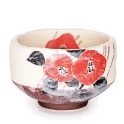 Red Flower Mini Matcha Bowl – 8 oz