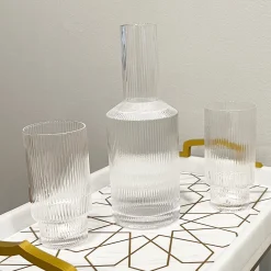 Ribbed Carafe and Cups Set