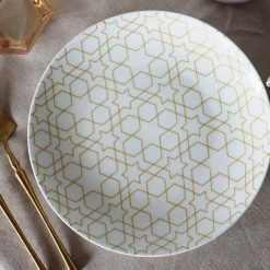 White and Gold Mosaic Appetizer Plates - Set of 4